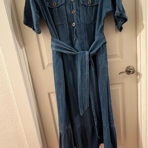eShakti Denim Button-Up Maxi Dress